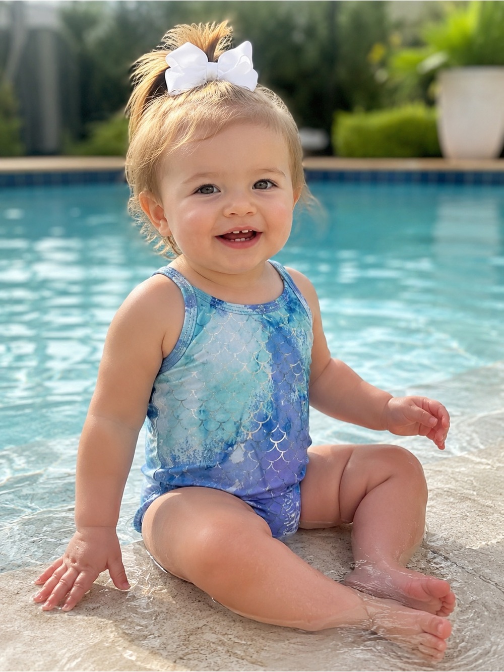Penelope Mack Mermaid Scale Metallic Foil One-Piece Swimsuit 12mth